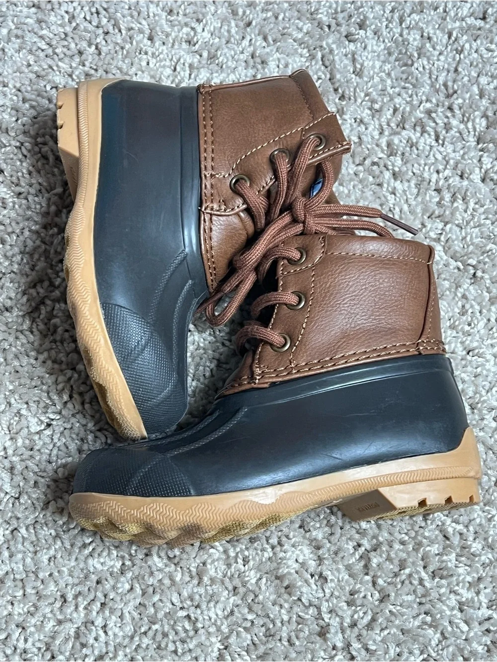 7 Kids Brown and Black Duck Boots - Comfort & Weather Protection
